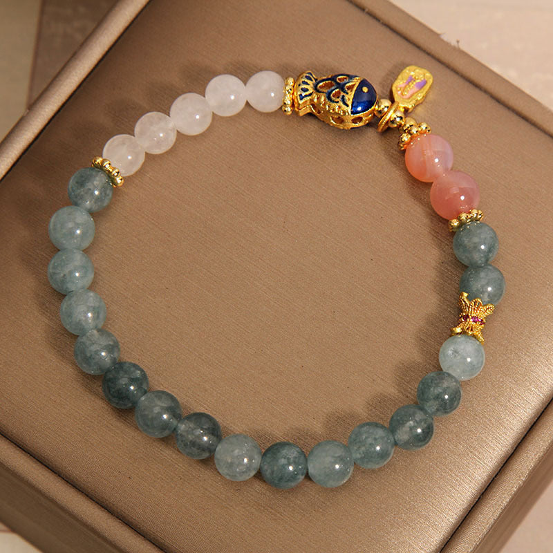 Blue Water Emerald Crystal Goldfish Bracelet For Women