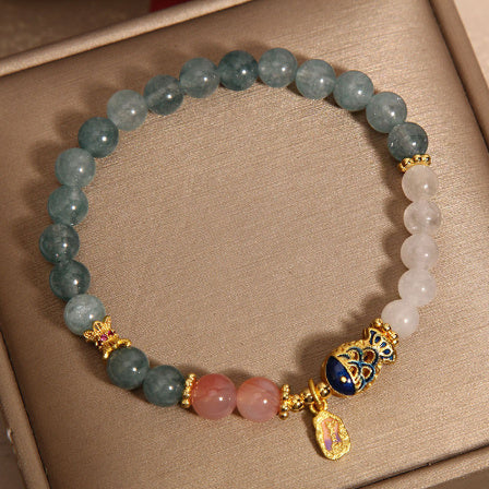 Blue Water Emerald Crystal Goldfish Bracelet For Women