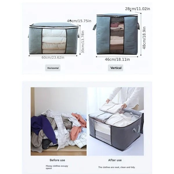 2-Pack Large Storage Bags With Clear Window Reinforced Handles