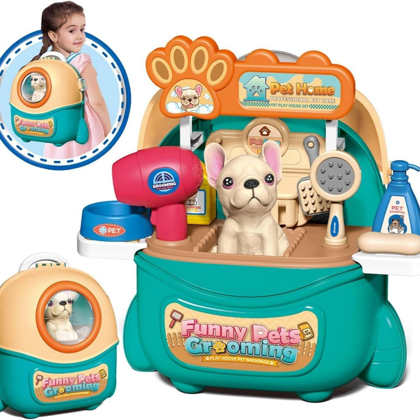 2025 Pet Care Play Set Doctor Kit For Kids, 16 Pcs Doctor Pretend Play Vet Dog Grooming Toys Puppy Dog Carrier Feeding Dog Backpack Gifts.Logistics Is Randomly Sent By UPS,USPS,FEDEX.