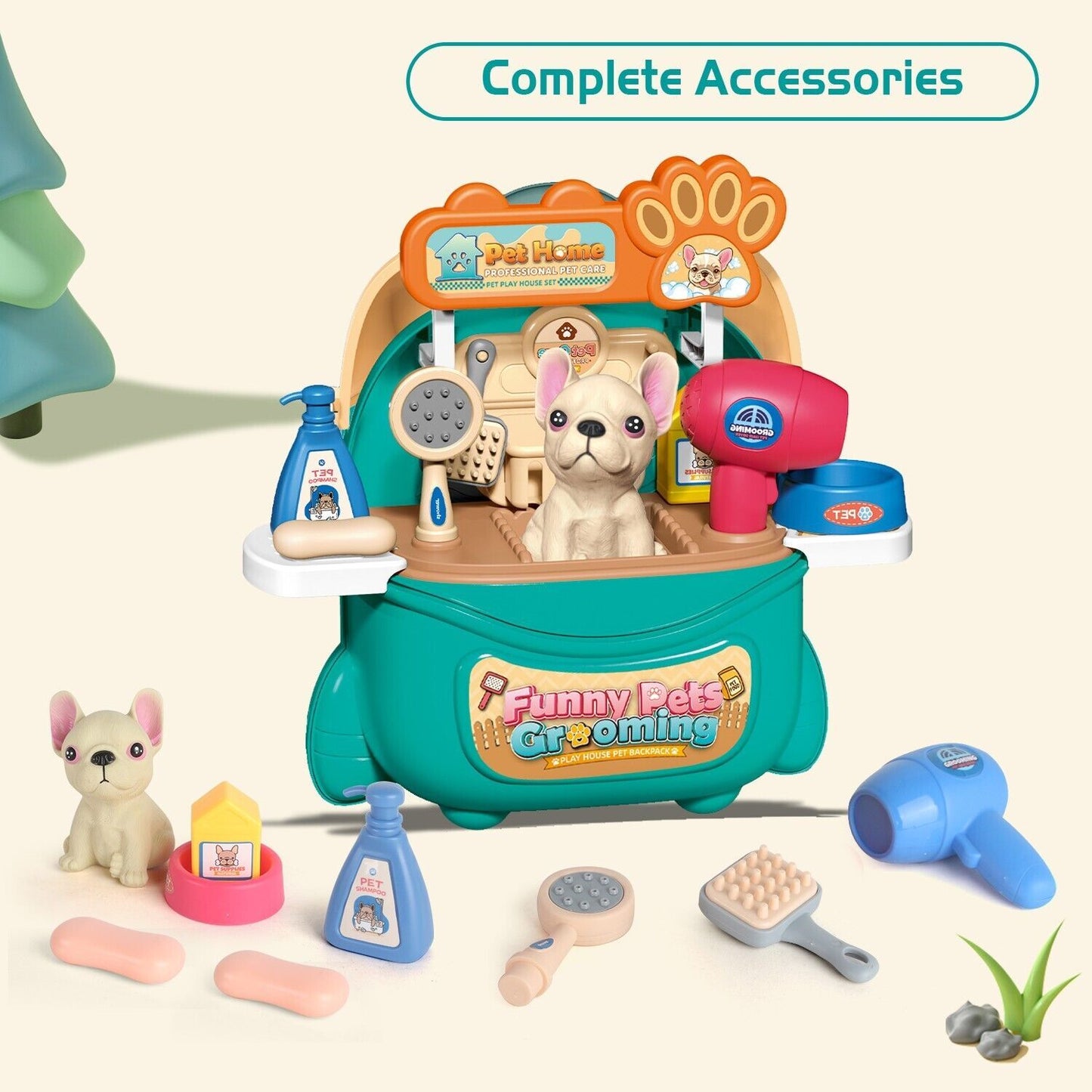 2025 Pet Care Play Set Doctor Kit For Kids, 16 Pcs Doctor Pretend Play Vet Dog Grooming Toys Puppy Dog Carrier Feeding Dog Backpack Gifts.Logistics Is Randomly Sent By UPS,USPS,FEDEX.