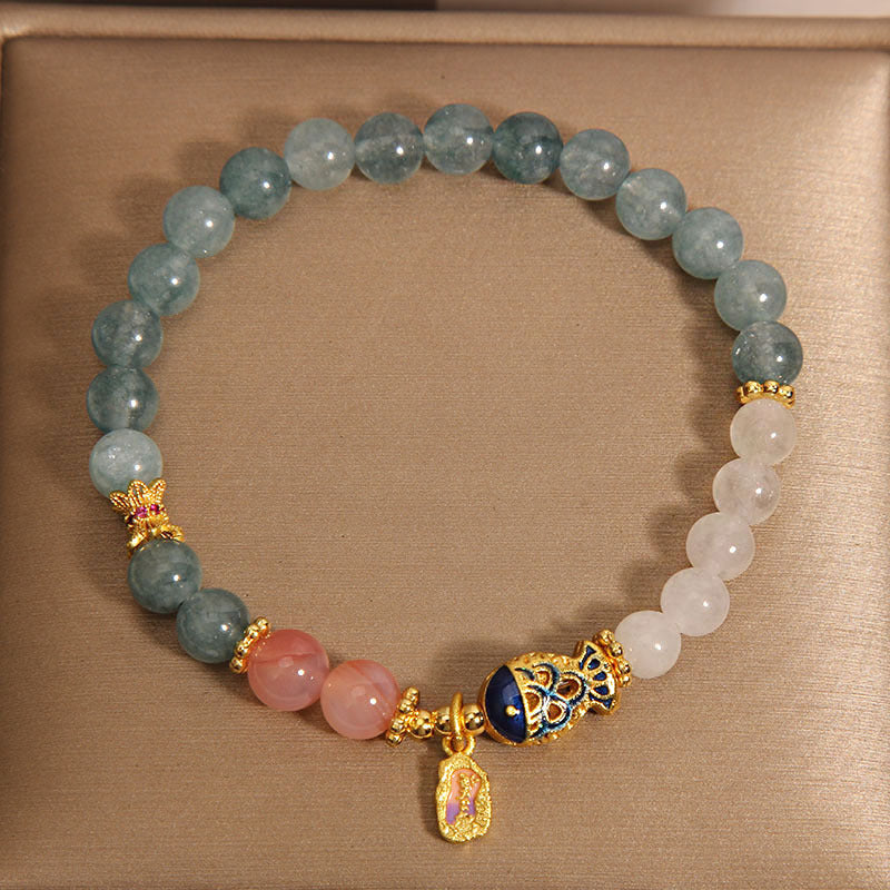 Blue Water Emerald Crystal Goldfish Bracelet For Women