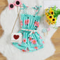 Tricolor Floral Stripe Print Suspender Jumpsuit Belt