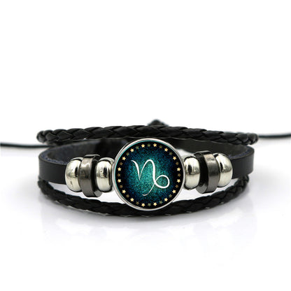 Women's Zodiac Multilayer Braided Leather Bracelet
