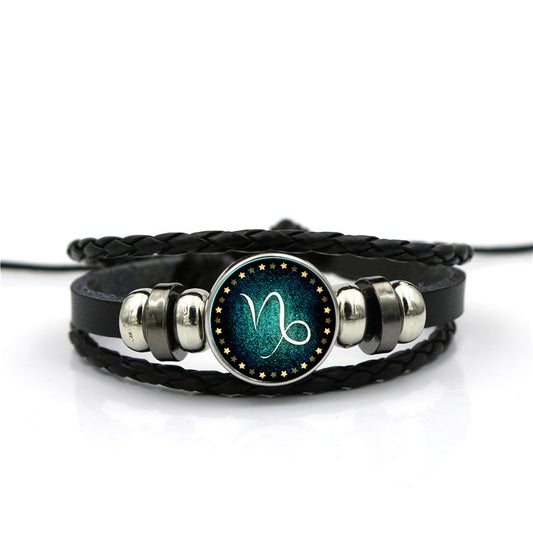 Women's Zodiac Multilayer Braided Leather Bracelet
