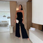 Double Layer Cotton Solid Color One Neck Pocket Waist Jumpsuit Women's Clothing