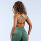 High Elastic Shockproof Cross Back Full Extinction Jinammonia Bare Back Seamless Sports Bra