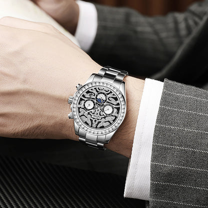 Multi-functional Sun Moon Star Calendar Waterproof Automatic Mechanical Watch Men