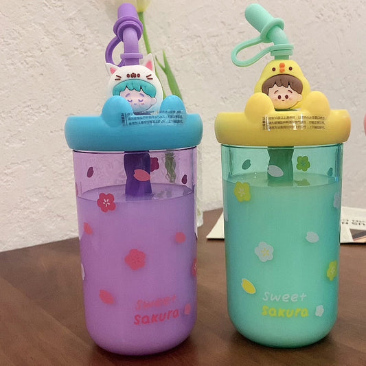 Cute And Portable Plastic Girl Casually Mori Water Cup