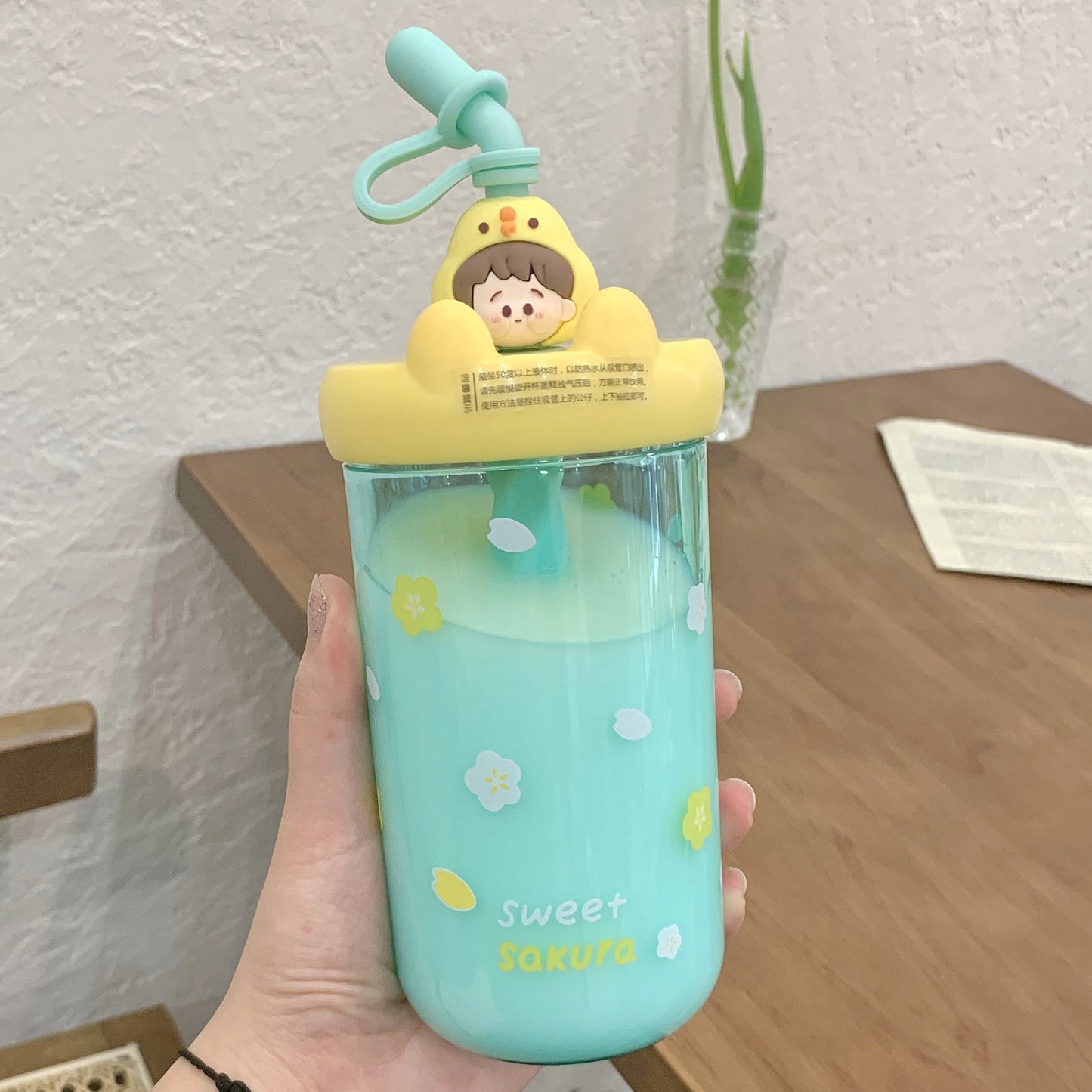 Cute And Portable Plastic Girl Casually Mori Water Cup