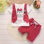 Two-piece Children's Suit With Short Sleeve Shorts And Suspenders