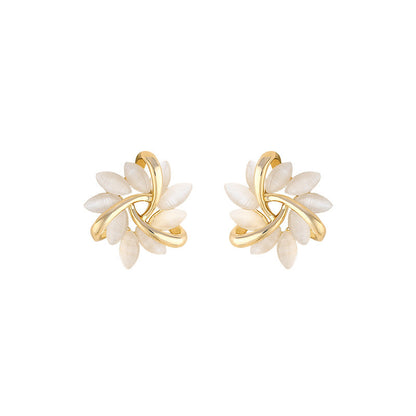 Cat's Eye Flower Earrings High Sense Opal Square Triangle Geometry Earrings