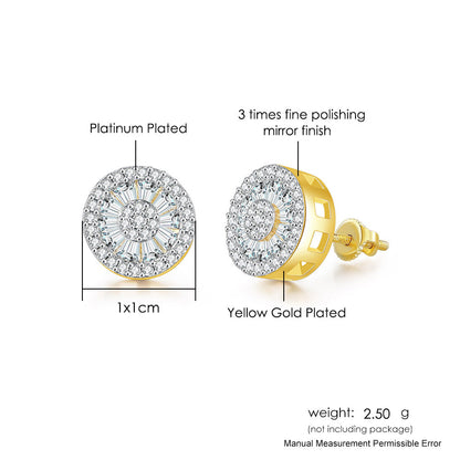 Hip Hop Round Diamond Gold-plated Thread Earrings