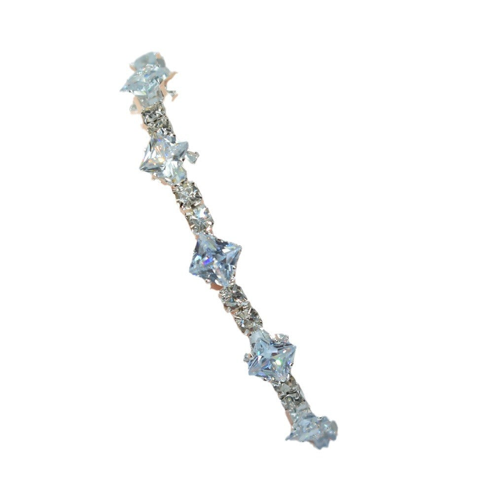 Shiny Silver Plated 1 Row Open Zircon Bracelet
