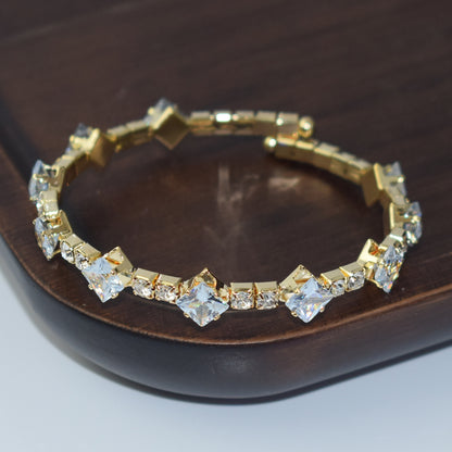 Shiny Silver Plated 1 Row Open Zircon Bracelet