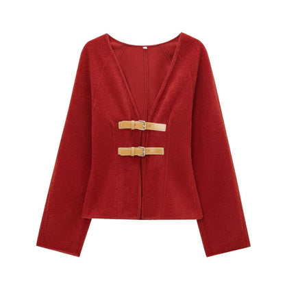 Fashionable Women's New Soft Coat With Strap