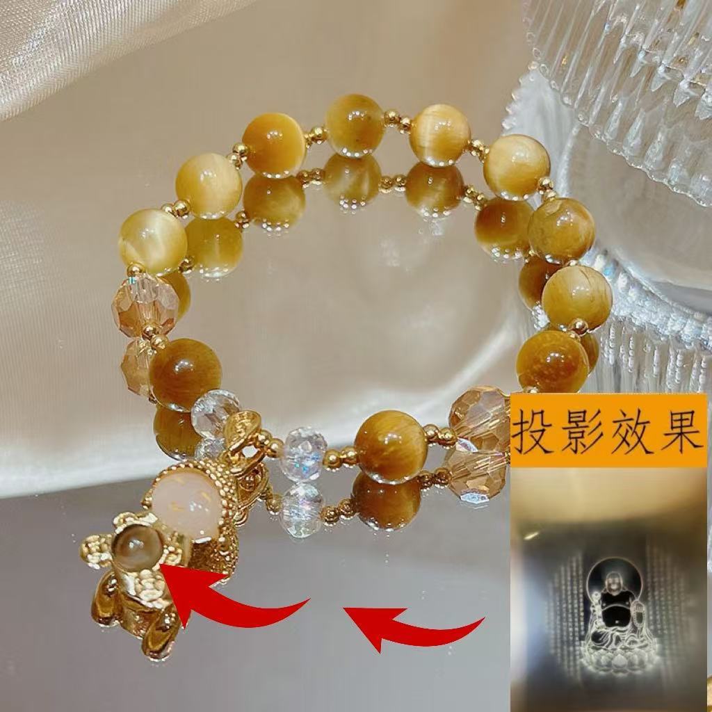 Titanium Steel Gold & Small Cute Buddha Jade Buddha Statue Necklace Lucky Maitreya Buddha Clavicle Chain