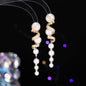 Inlaid Zircon Silver Needle Long Fringed Pearl Spiral Earrings