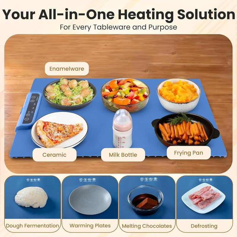Electric Warming Tray, Food Heating Pad, Maximum Temperature Adjustable, Food Warmer, Portable Kitchen Utensil Pad