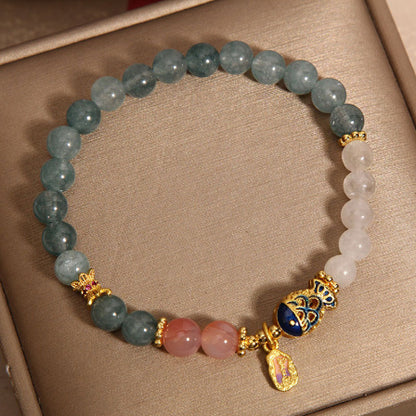 Blue Water Emerald Crystal Goldfish Bracelet For Women