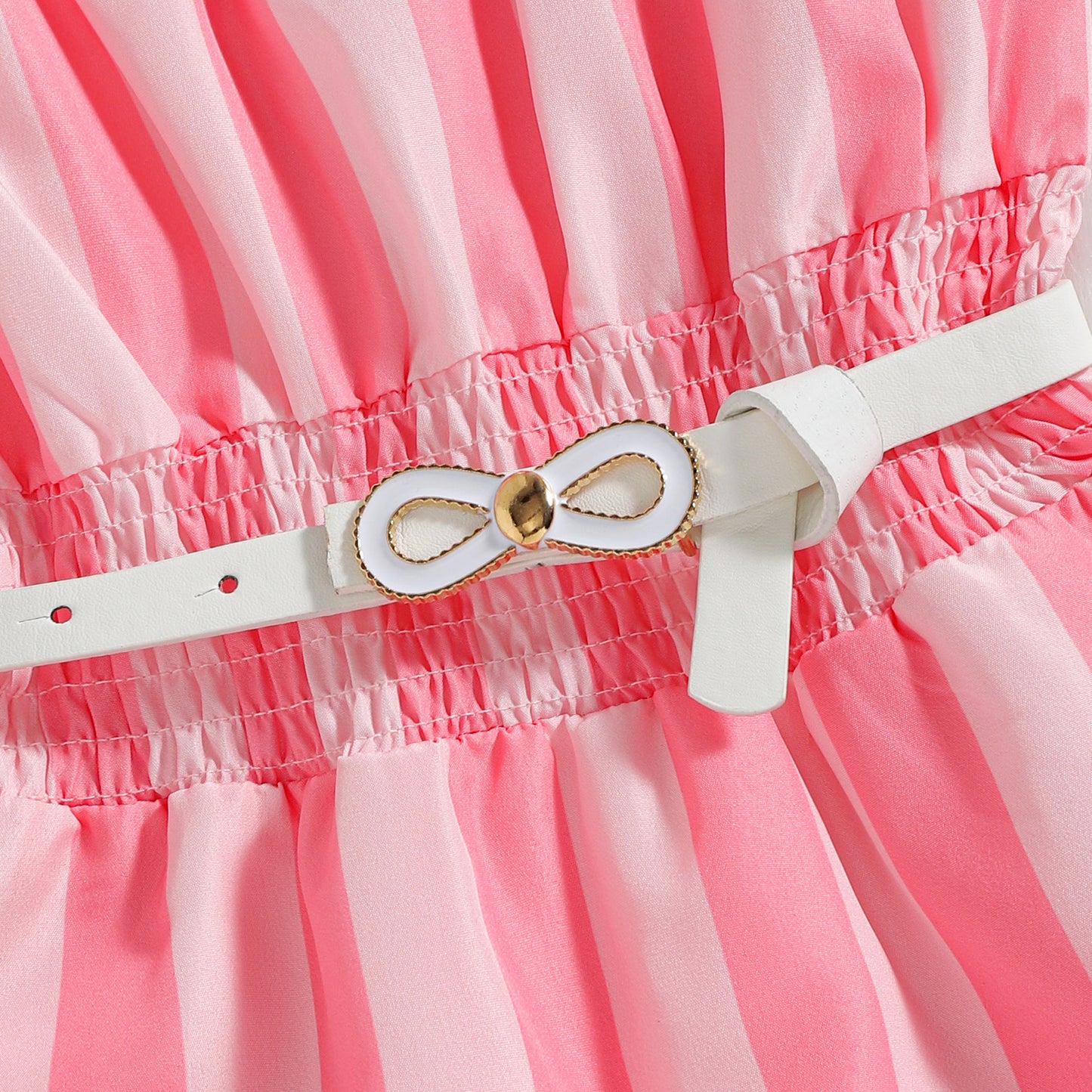 Tricolor Floral Stripe Print Suspender Jumpsuit Belt