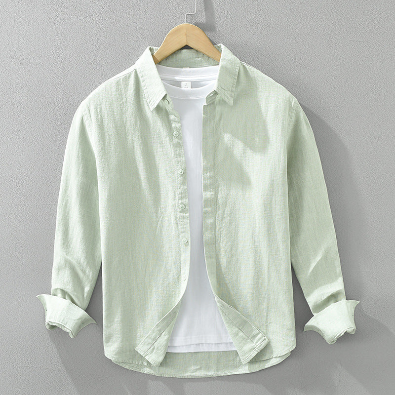Long Sleeve Shirt Men's Fashion Casual Artistic Loose Linen Top