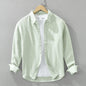 Long Sleeve Shirt Men's Fashion Casual Artistic Loose Linen Top