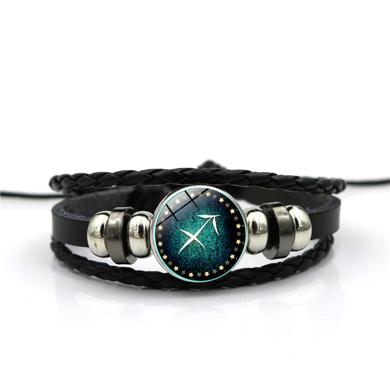 Women's Zodiac Multilayer Braided Leather Bracelet