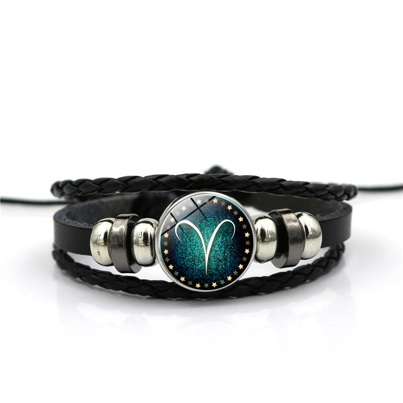 Women's Zodiac Multilayer Braided Leather Bracelet