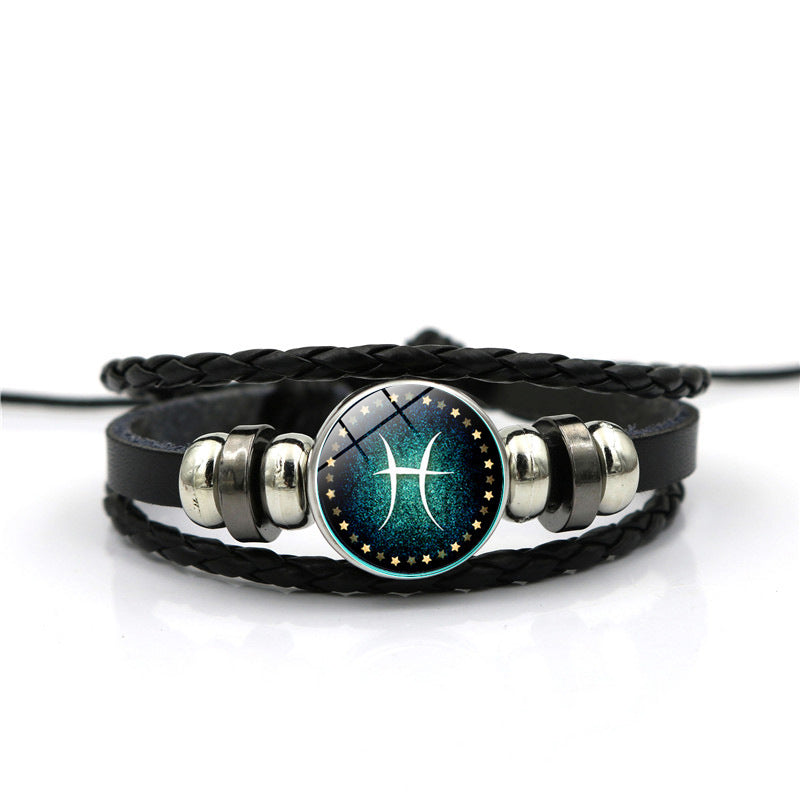 Women's Zodiac Multilayer Braided Leather Bracelet