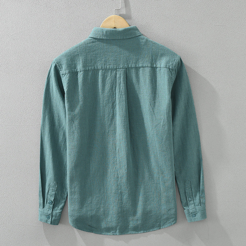 Long Sleeve Shirt Men's Fashion Casual Artistic Loose Linen Top