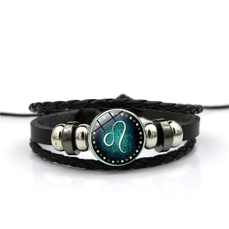 Women's Zodiac Multilayer Braided Leather Bracelet