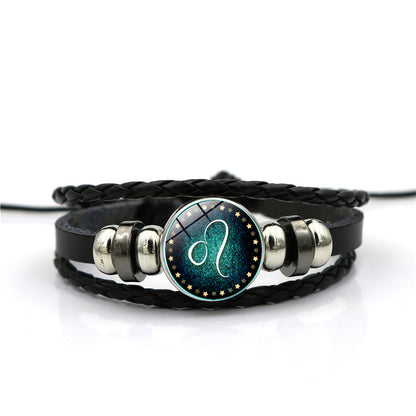 Women's Zodiac Multilayer Braided Leather Bracelet