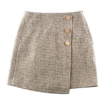 New Irregular Woolen Short Skirt Women's High Waist Slim