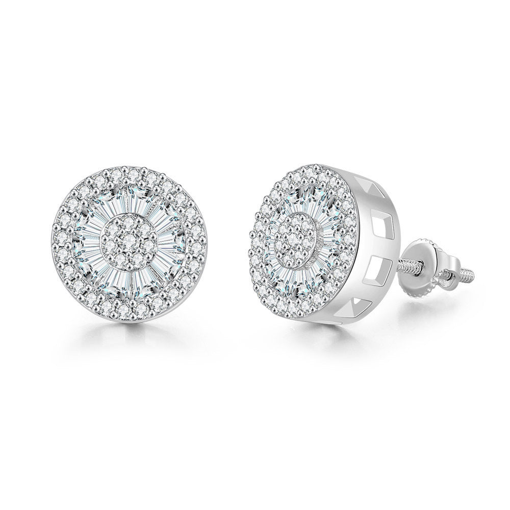 Hip Hop Round Diamond Gold-plated Thread Earrings