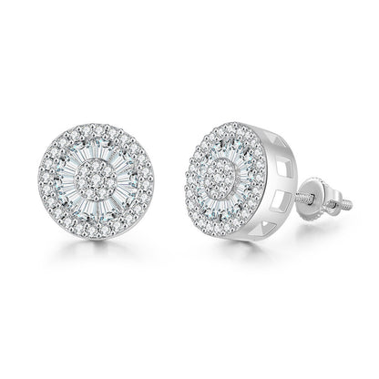 Hip Hop Round Diamond Gold-plated Thread Earrings