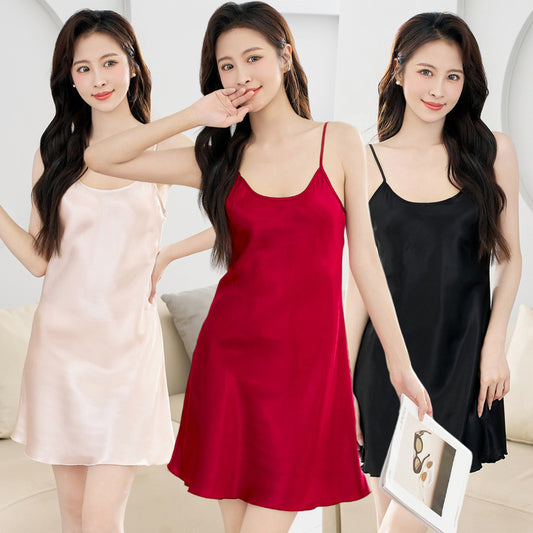 Women's Summer Camisole Sexy Artificial Silk Nightdress Loose Home Wear