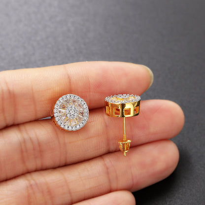 Hip Hop Round Diamond Gold-plated Thread Earrings