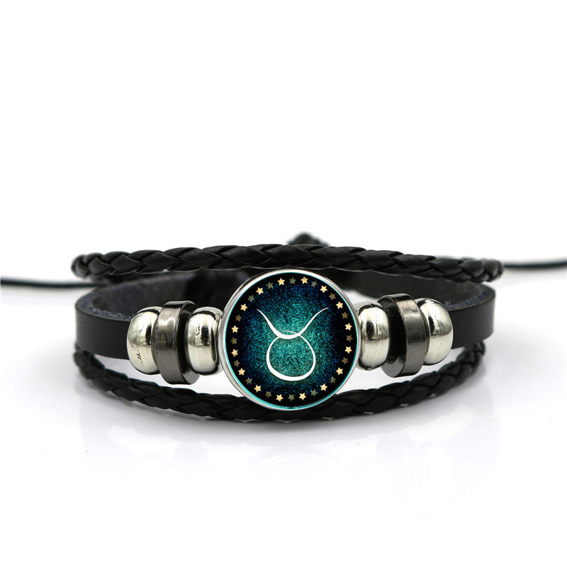 Women's Zodiac Multilayer Braided Leather Bracelet