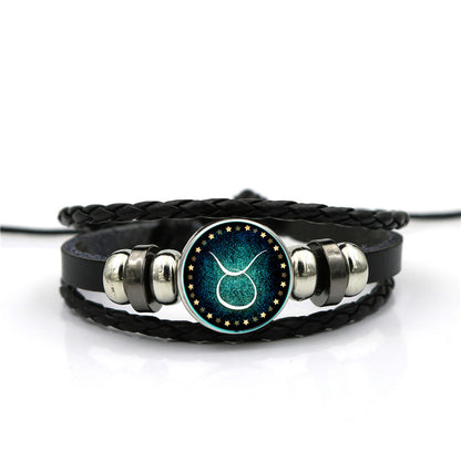 Women's Zodiac Multilayer Braided Leather Bracelet