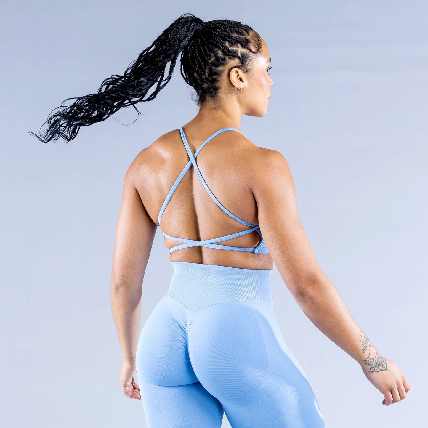 High Elastic Shockproof Cross Back Full Extinction Jinammonia Bare Back Seamless Sports Bra