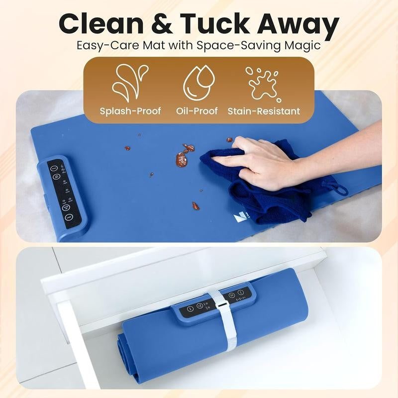 Electric Warming Tray, Food Heating Pad, Maximum Temperature Adjustable, Food Warmer, Portable Kitchen Utensil Pad