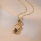 Titanium Steel Gold & Small Cute Buddha Jade Buddha Statue Necklace Lucky Maitreya Buddha Clavicle Chain