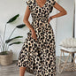 Vacation Style Printed V-neck Large Swing Dress