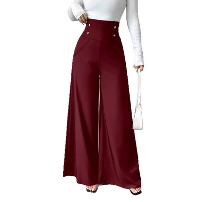 Minimalist Elegant High Waist Belly Contracting Black Wide Leg Pants