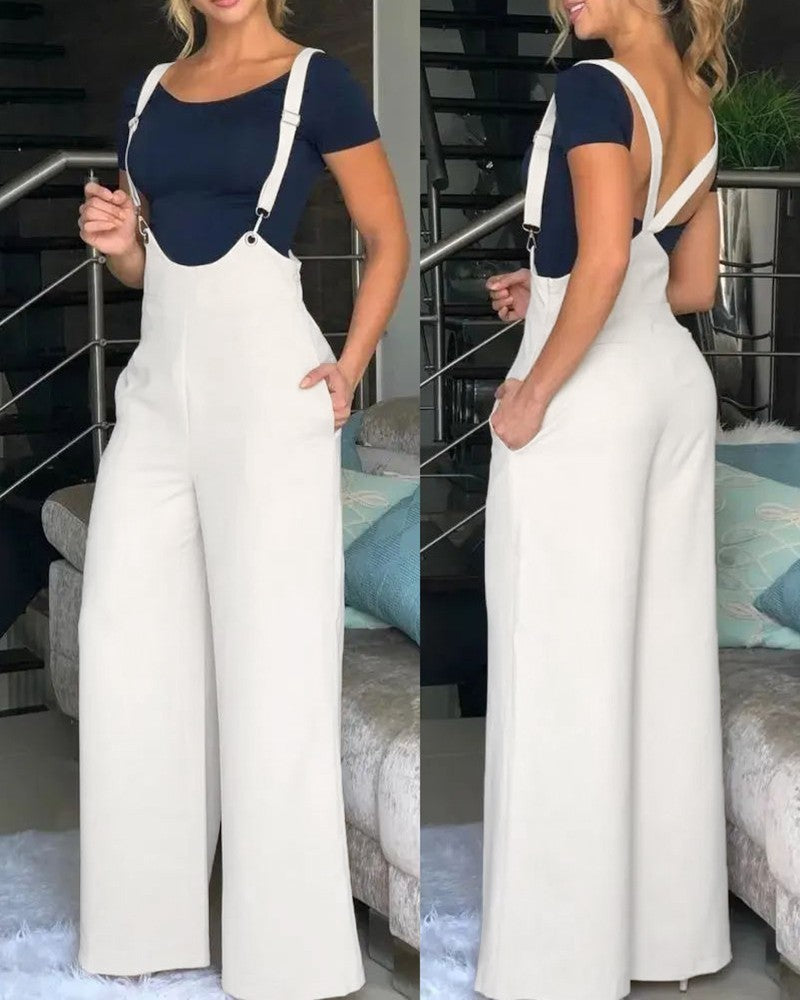 Summer Women's Solid Color Suspender Pants