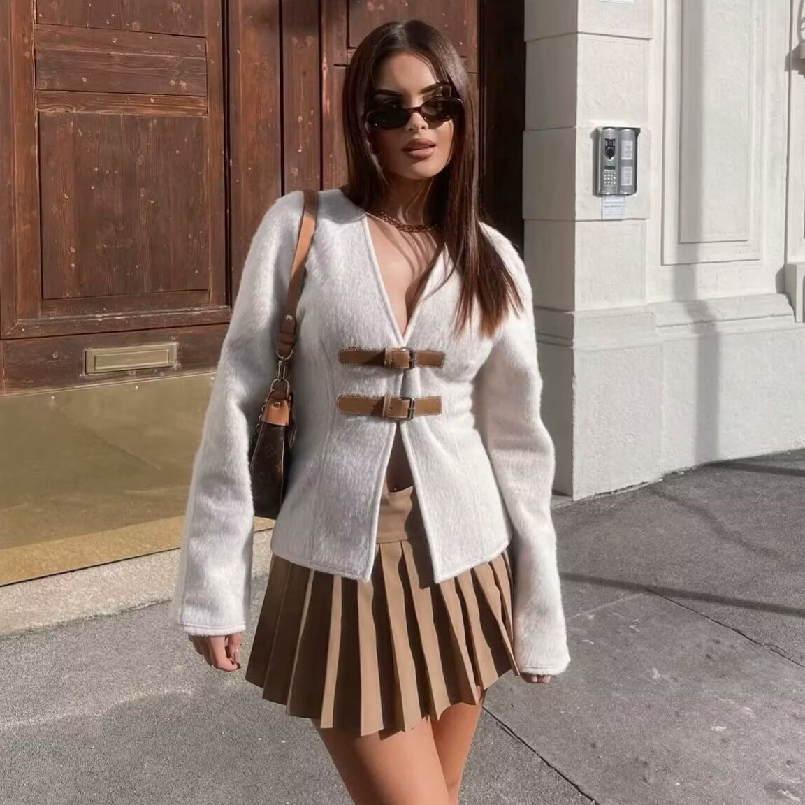 Fashionable Women's New Soft Coat With Strap