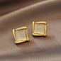 Cat's Eye Flower Earrings High Sense Opal Square Triangle Geometry Earrings