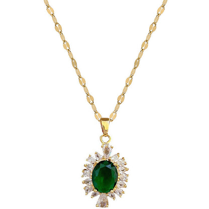 Rhombus Horse Eye Necklace And Earrings Set