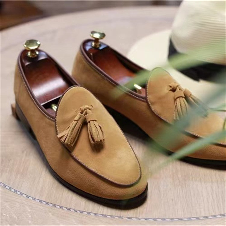 Fashion Retro British Beanie Shoes Men's Tassel Slip-on